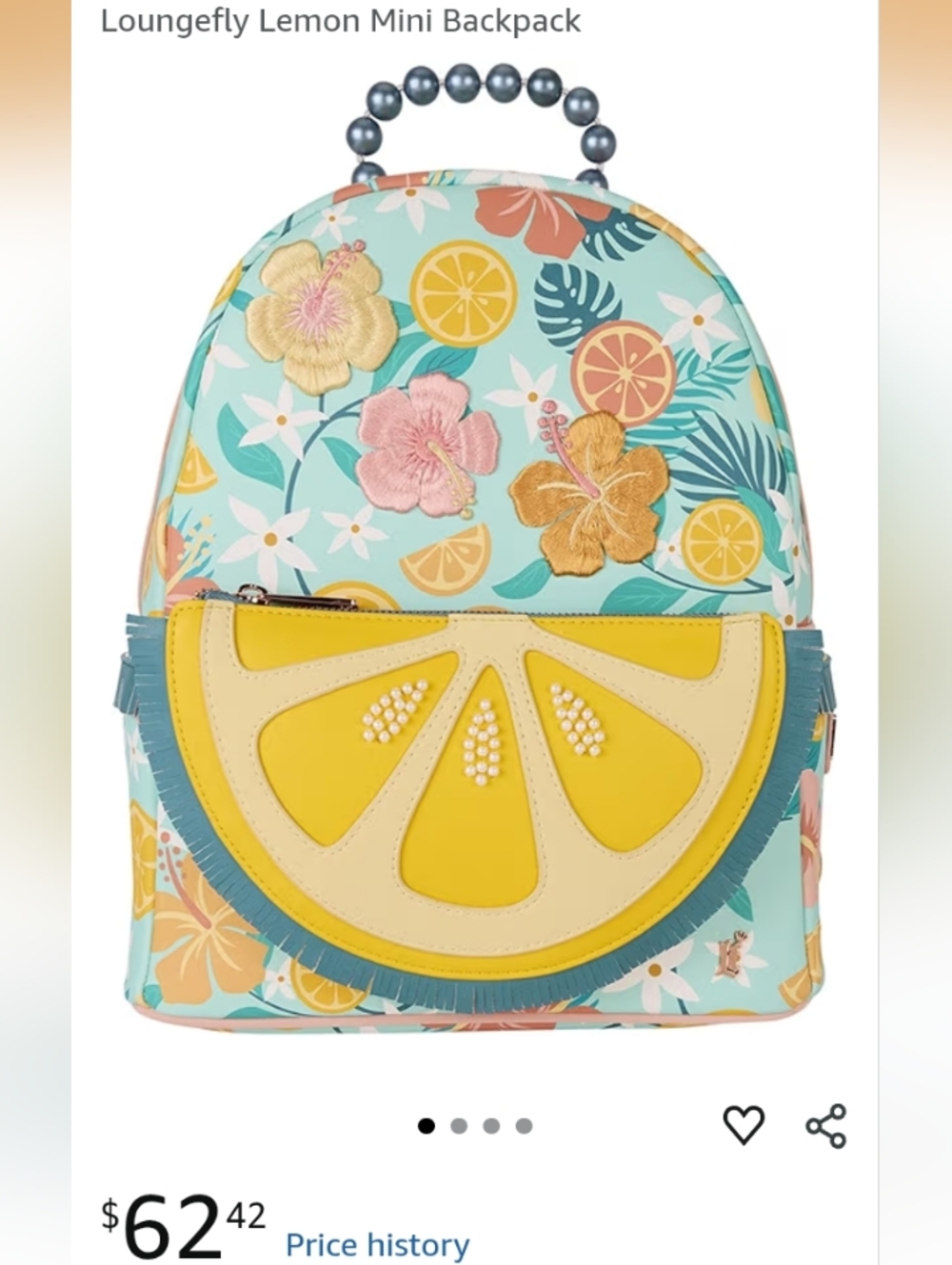 Loungefly Floral Lemon Slice Backpack - Picture 9 of 9